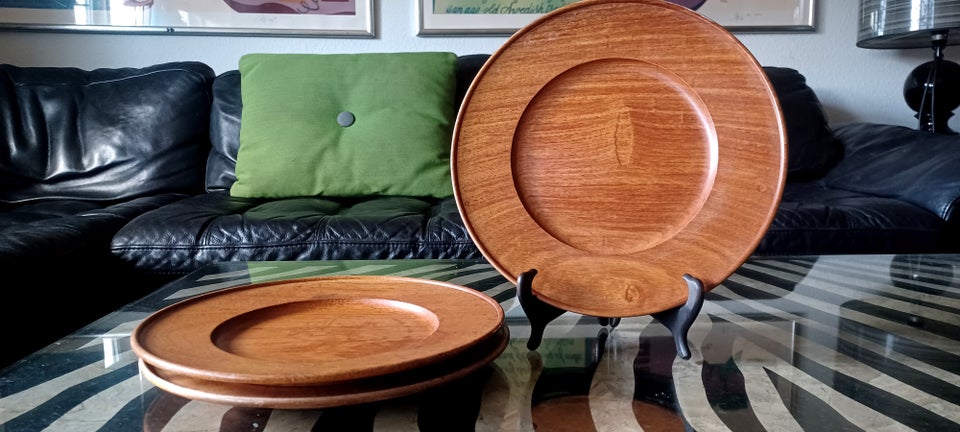 3 ens teak retro tallerkener 27,5