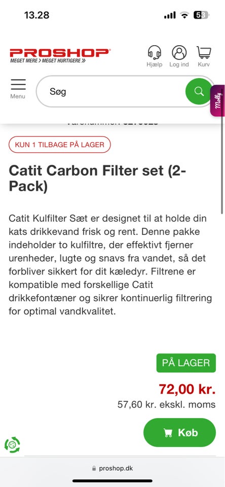 Kattetoilet, Filtre til