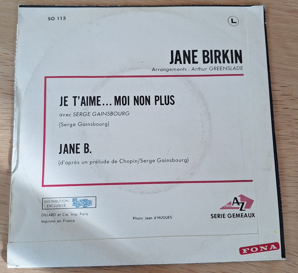 Single, Jane birkin, Je time moi non