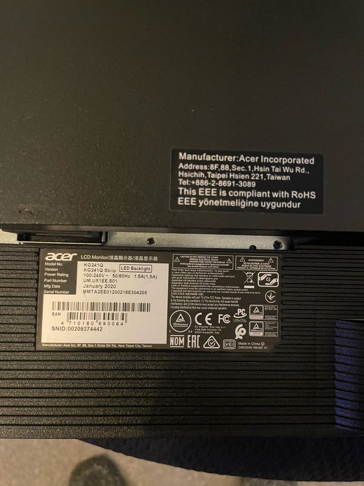 Acer, KG241Q Sbiip, 24 tommer