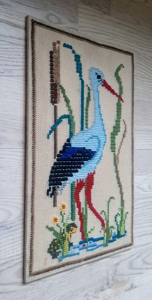 Broderet Billede af stork Retro