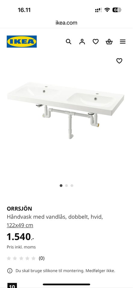 Dobbelt vask med underskab, Ikea