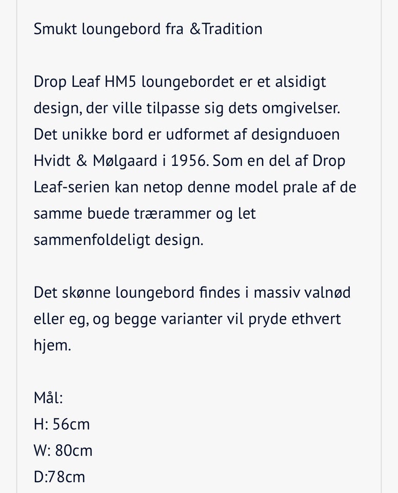 Anden arkitekt Drop Leaf HM5