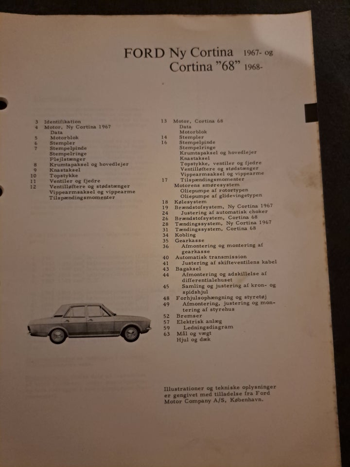 Ford Cortina, Ivar, emne: bil og