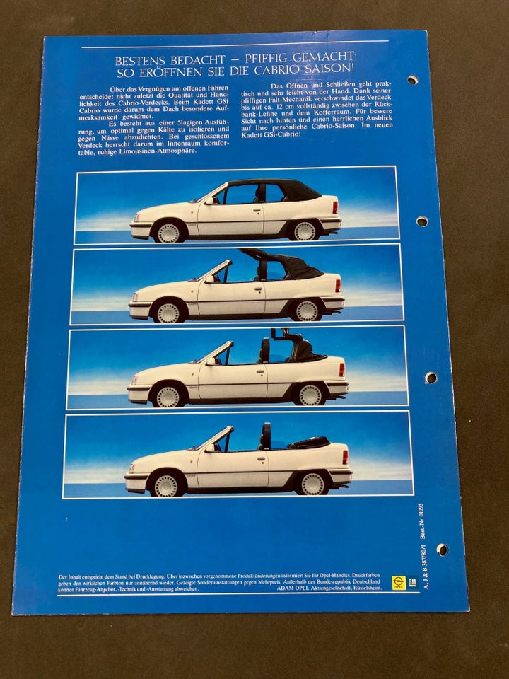 Opel Kadett GSI Cabrio brochure,