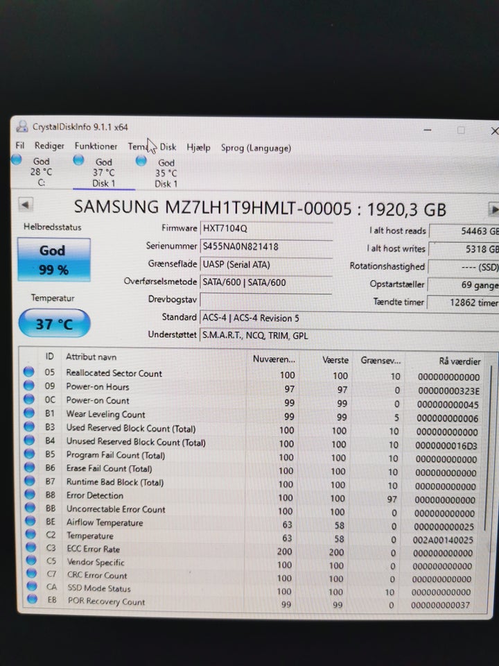 Samsung, 3840 GB, Perfekt