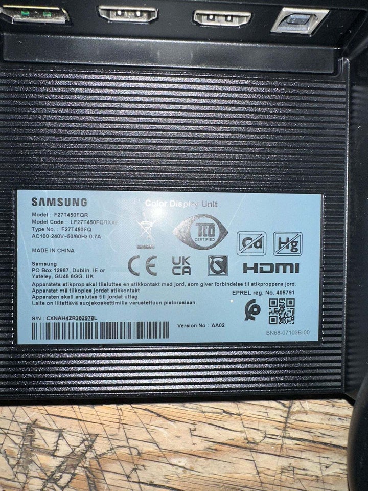 SAMSUNG, fladskærm, F27T450FQR