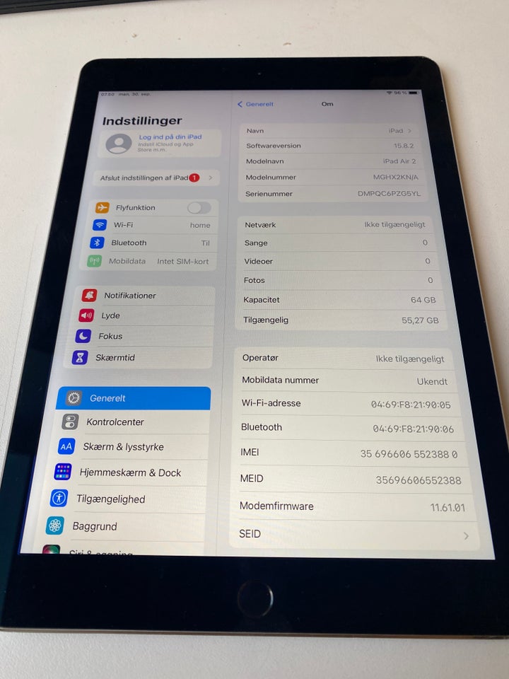 iPad Air 2, 64 GB, sort