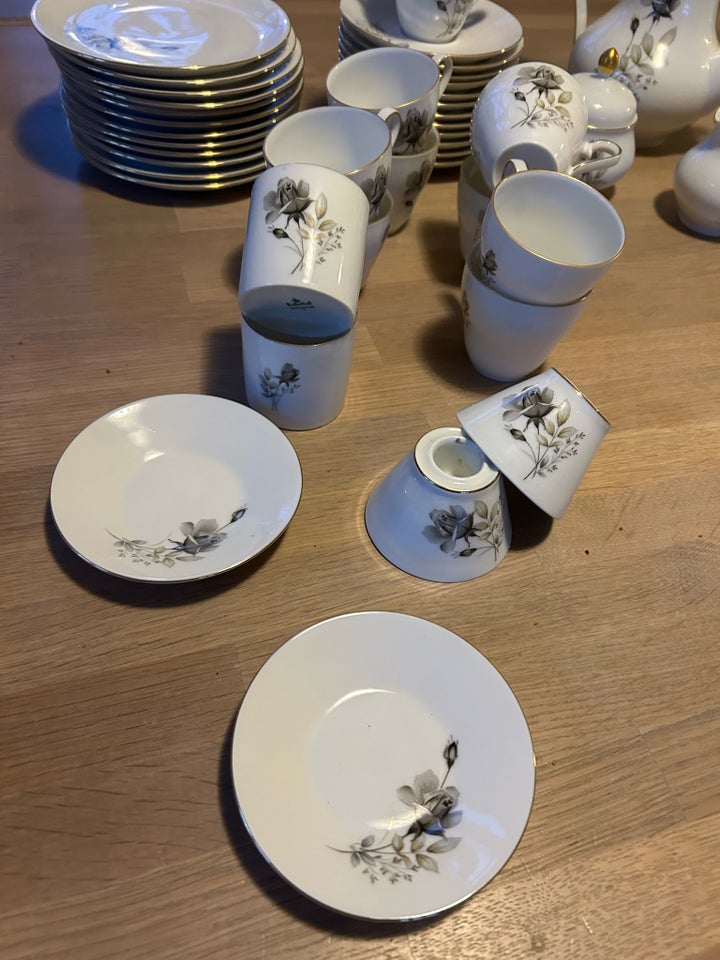 Porcelæn Stilfuldt sæt Grå Rose -