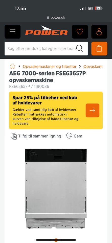 AEG FSE63657P Integreret