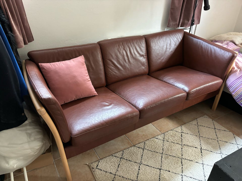 Sofa, læder, 3 pers.