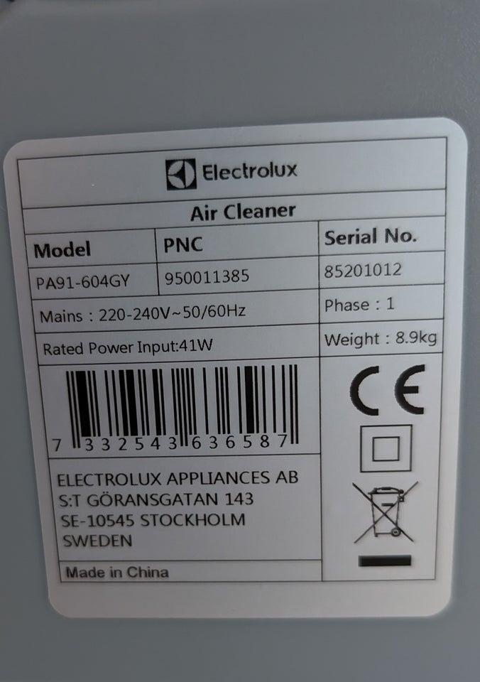 Luftrenser Electrolux