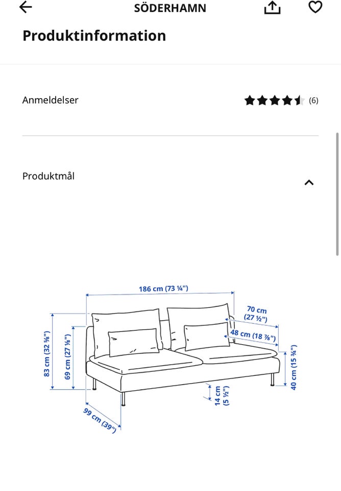 Sofa stof IKEA SÖDERHAMN