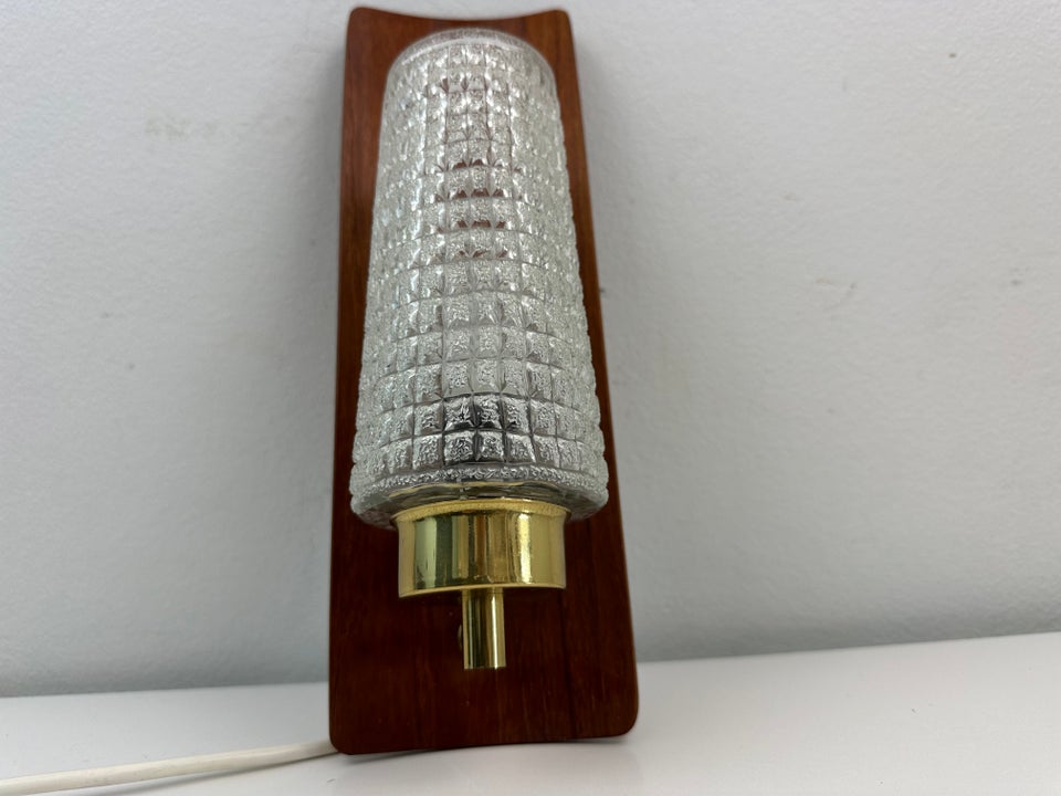 Væglampe Teak retro lampe m glas