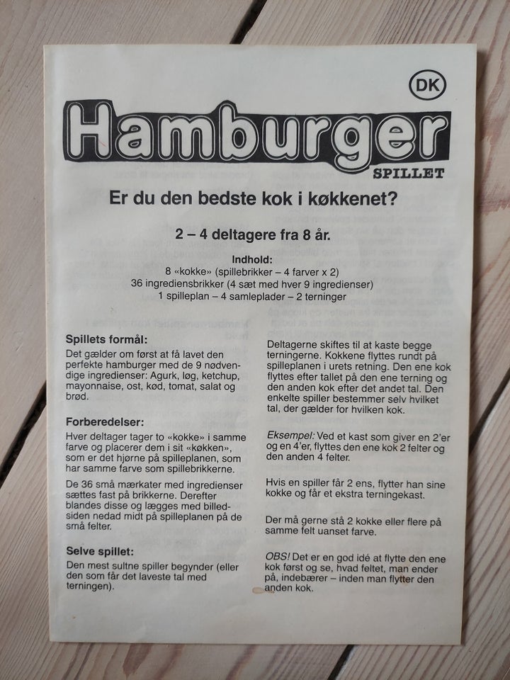 Hamburger, brætspil