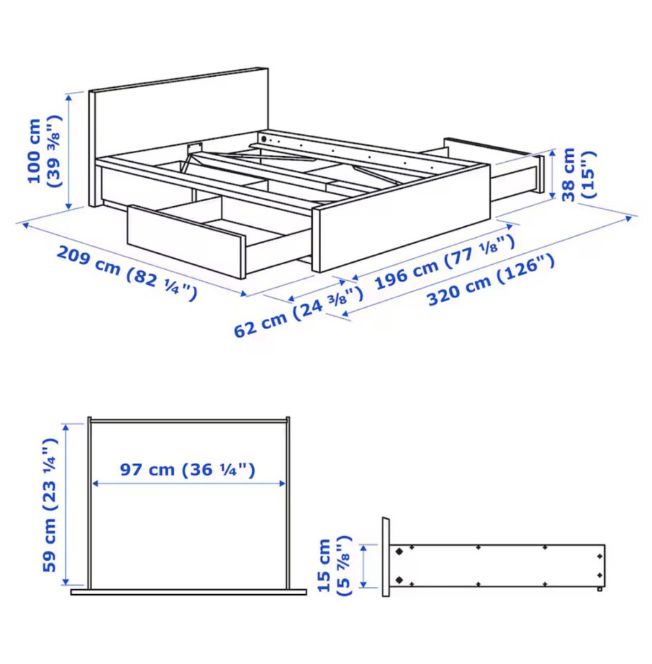 Dobbeltseng, Ikea, b: 180 l: 200