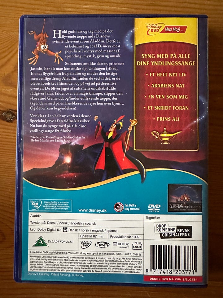 Aladdin, DVD, tegnefilm