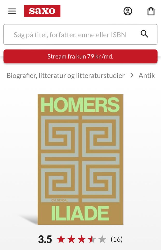 Iliade, Homers, genre: historie