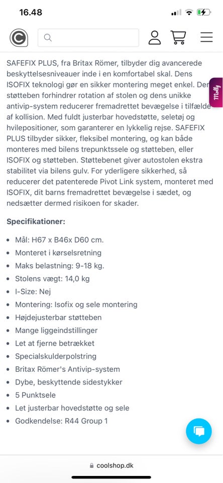 Autostol, op til 18 kg , Britax Römer