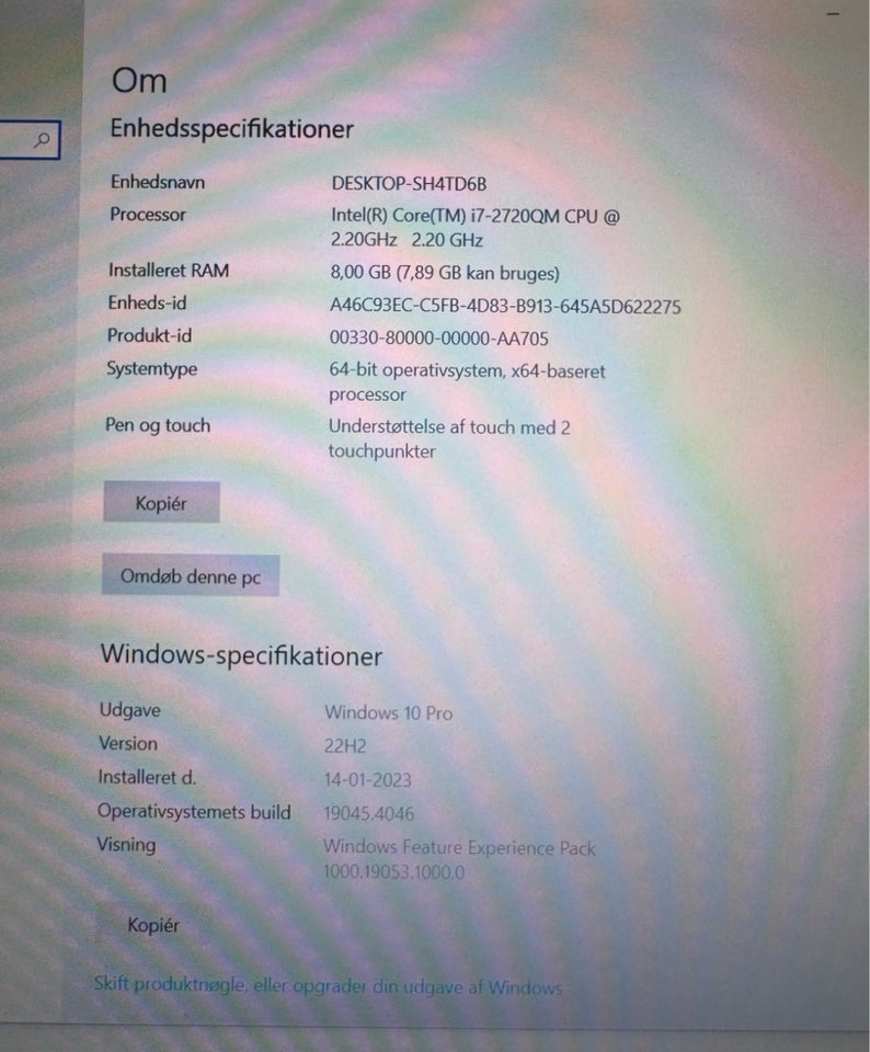 Lenovo W520, 2,20 GHz, 8 GB ram