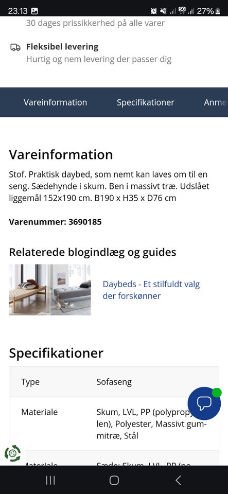 Sovesofa, Daybed varbjerg