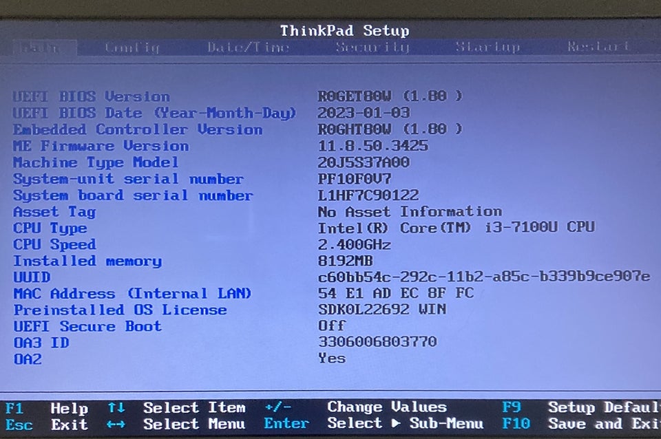 Lenovo ThinkPad L470, 2.4 GHz, 8 GB