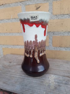 Keramik Vase hvid/rød/2xbrun