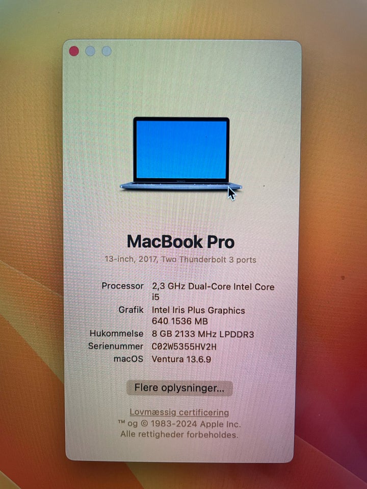 MacBook Pro 2017 Dual 23 GHz