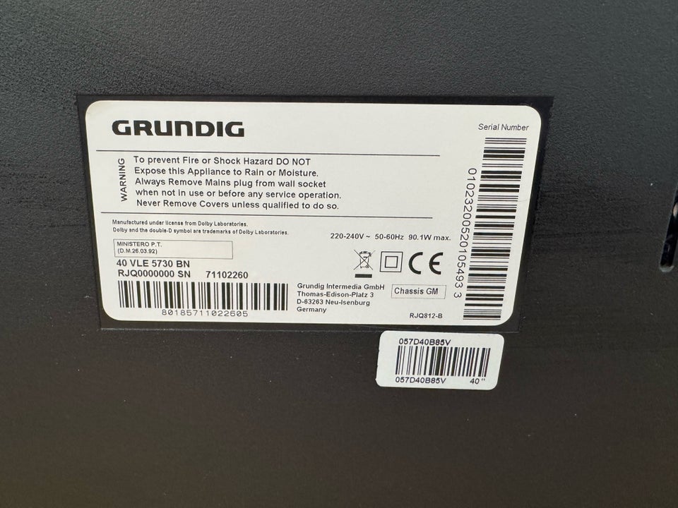 LED, Grundig, 40 VLE 5730 BN