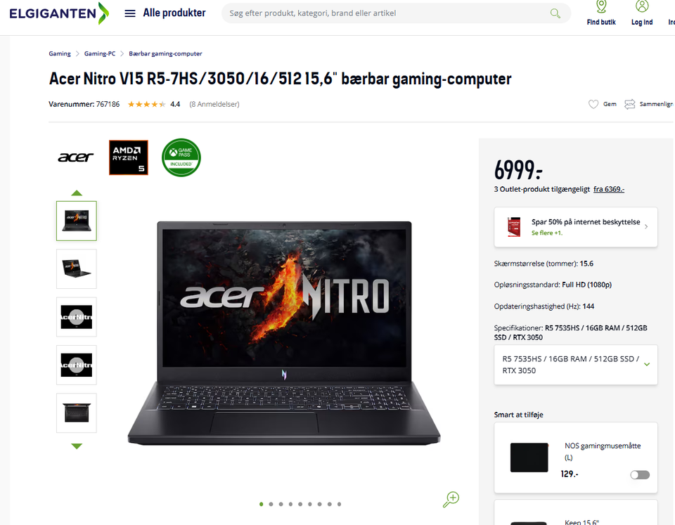 Acer Nitro V15 R5-7HS/3050/...