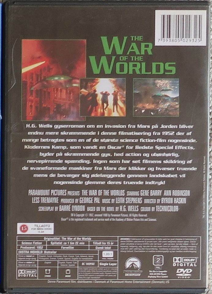 The War of The Worlds, DVD, science