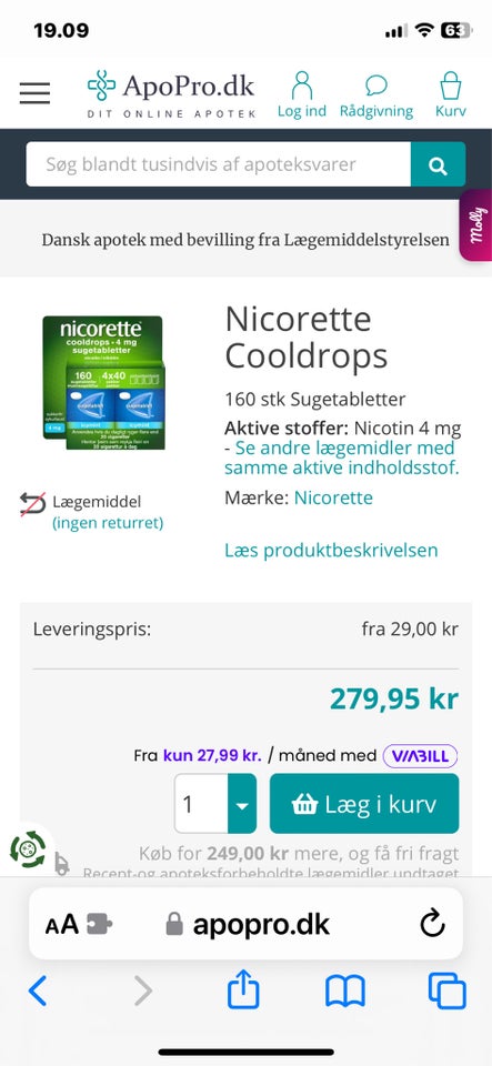 Rygestop Nicorette cooldrops