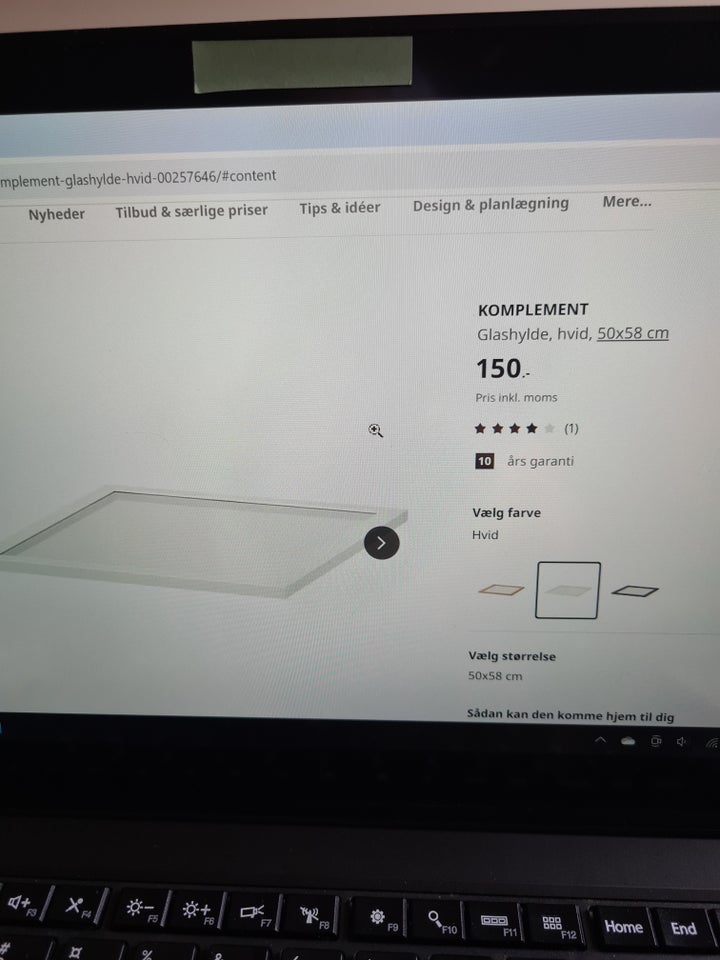 Komplement glashylde hvid Ikea