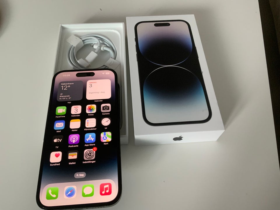 iPhone 14 Pro, 256 GB, sort