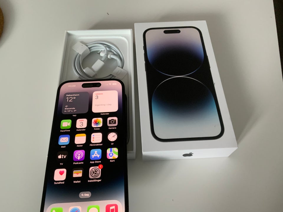 iPhone 14 Pro, 256 GB, sort