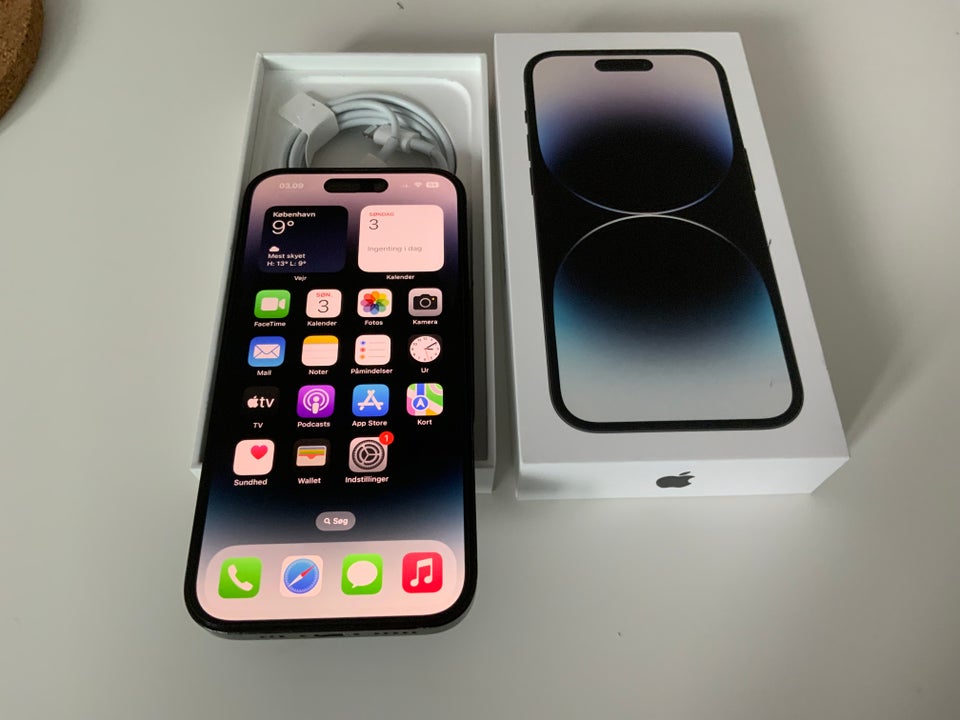 iPhone 14 Pro, 256 GB, sort