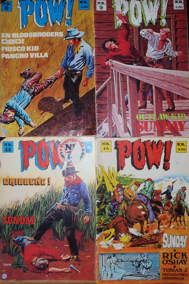 POW ! - 4 stk, Se billede, Tegneserie