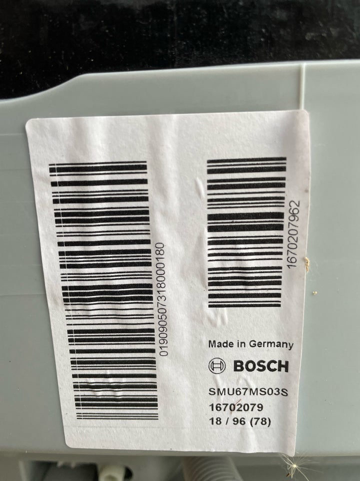 Bosch Smu67ms03s, Integreret, b: