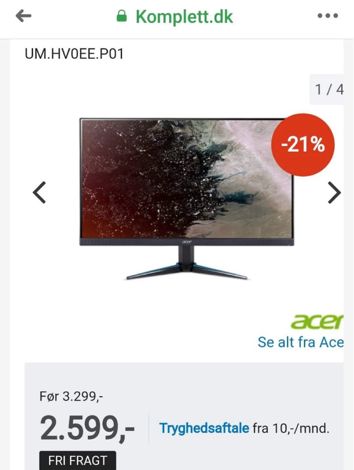 Acer, fladskærm, Acer 27’ LED