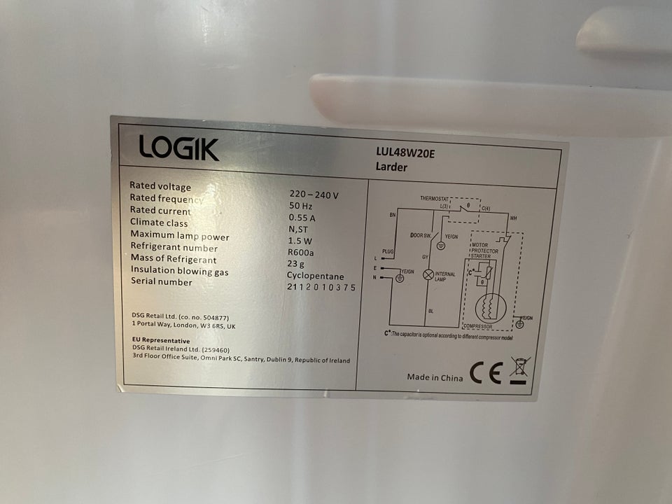 Køle/fryseskab andet mærke Logik