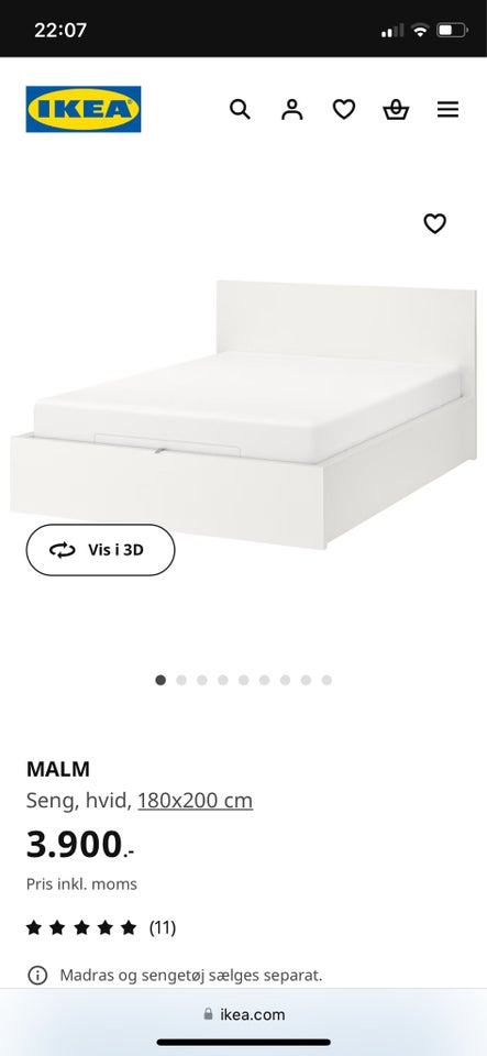 Dobbeltseng, Ikea, b: 180 l: 200