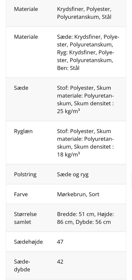 Spisebordsstol, Stof/stålben,