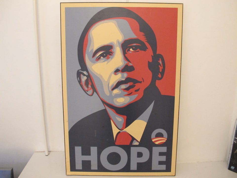 plakat på mdf, Shepard Fairey,