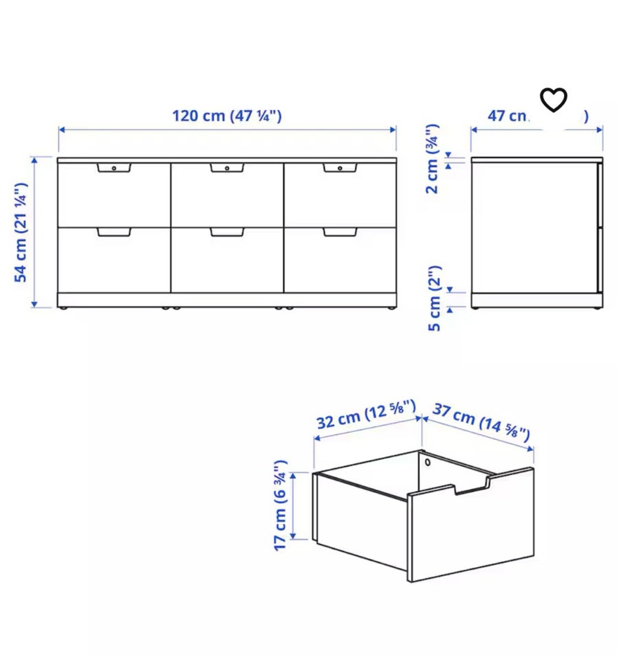 Kommode, b: 120 d: 47 h: 54