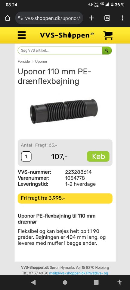 Drænrør 110mm