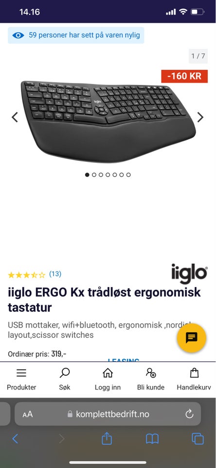 Tastatur, trådløs, Iglo