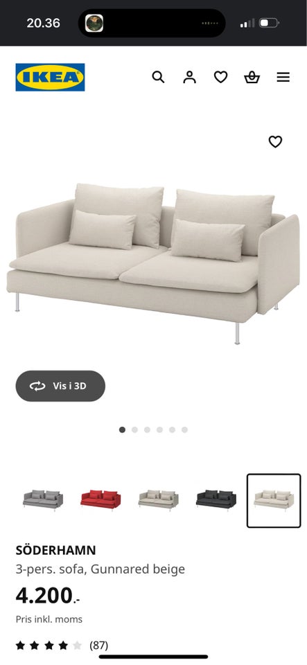 Sofa, 3 pers. , IKEA