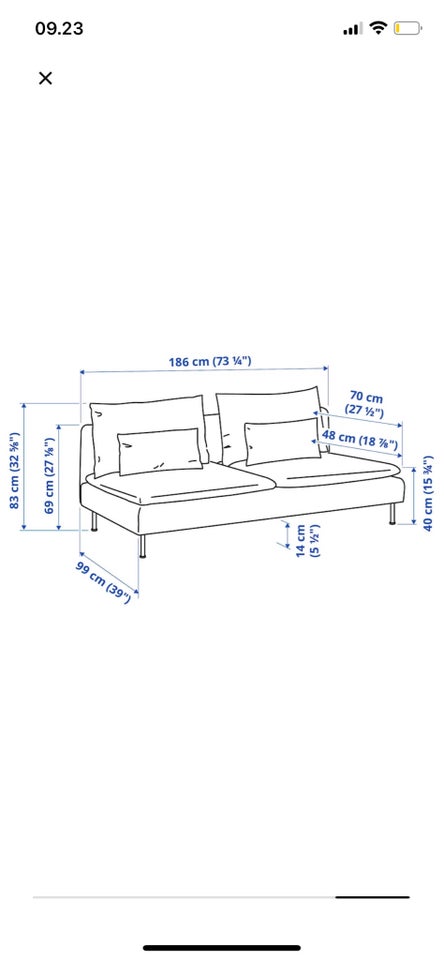 Sofa stof 3 pers