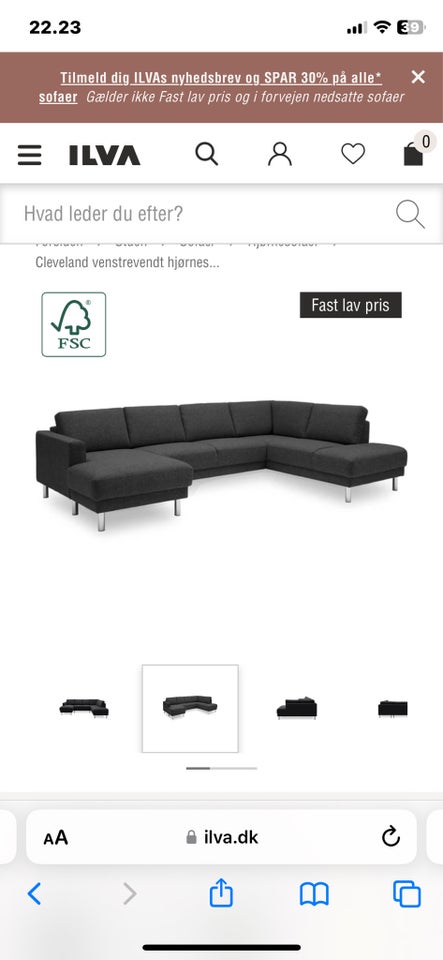 U-sofa, 5 pers. , Cleveland sofa fra