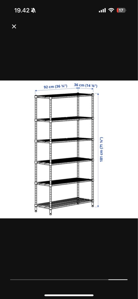 Reol, IKEA, b: 92 d: 36 h: 181